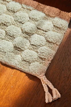 Alfombra de baño a cuadros crudo Oslo