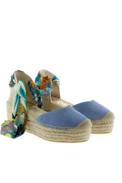 Alpargata cuña yute azul