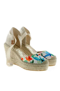 Alpargata de cuña yute print flores