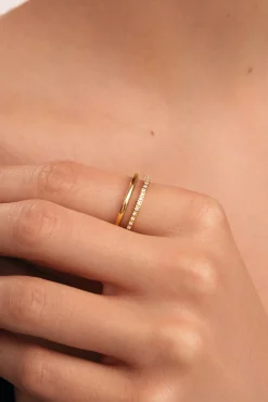 Anillo Bibiana Acero Baño Oro
