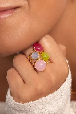 Anillo Celebrate Pink Baño Oro