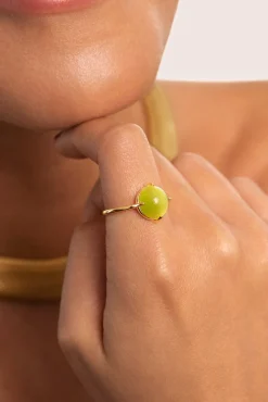 Anillo Celebrate Verde Baño Oro