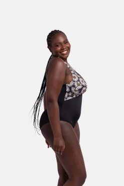 Bañador con relleno sin aro estampado negro