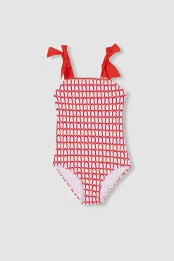Bañador con tirantes de lazo blanco
