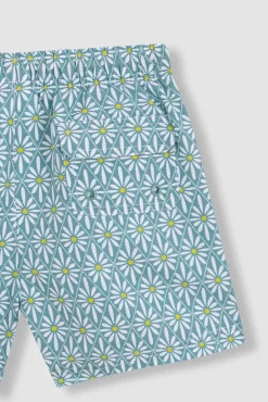 Bañador estampado de flor geométrica azul claro