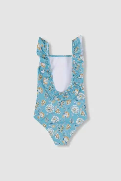 Bañador estampado flores azul claro