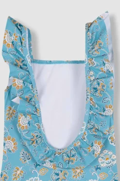 Bañador estampado flores azul claro