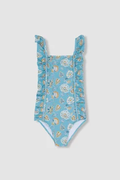 Bañador estampado flores azul claro