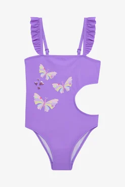 Bañador morado mariposas