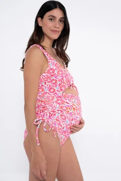 Bañador premamá de canalé estampado