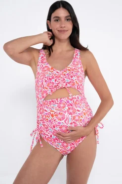 Bañador premamá de canalé estampado