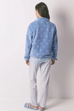 Bata corta polar Mickey azul estampado