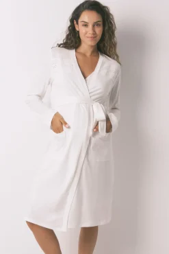 Bata larga "maternity" clásica marfil