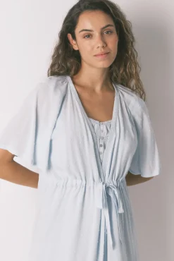 Bata larga "maternity" manga corta viscosa verde