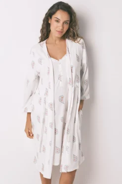 Bata larga "maternity" print sello marfil