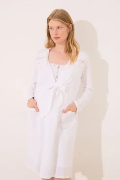 Bata midi "maternity" blanco