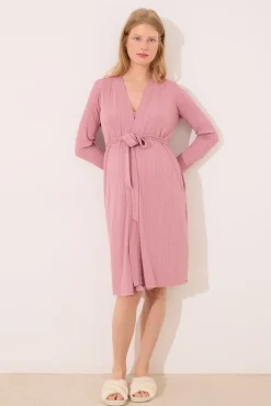 Bata midi "maternity" pointelle rosa