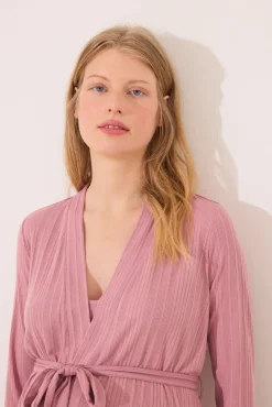 Bata midi "maternity" pointelle rosa