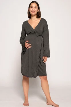 Bata Premamá Con Encaje A Tono