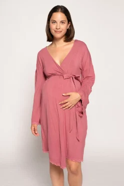 Bata Premamá Con Encaje A Tono