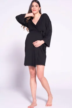 Bata premamá con encaje en el bajo