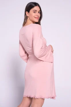 Bata premamá con encaje en el bajo