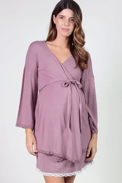 Bata premama con detalles de blonda