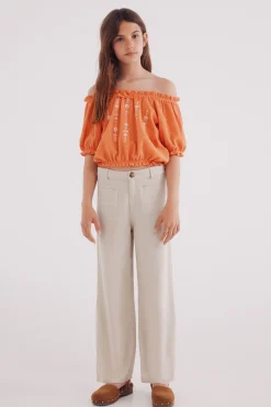 Blusa fruncida para niña