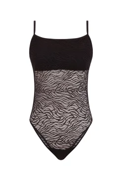Body encaje cebra negro