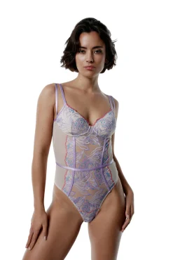 Bodyencaje y mesh print flores Arden