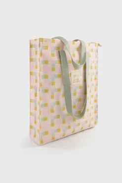 Bolsa de tela tote bag cuadrados multicolor Hello, sunshine!