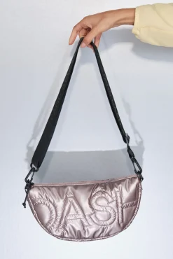 Bolso bandolera nylon rosa metalizado