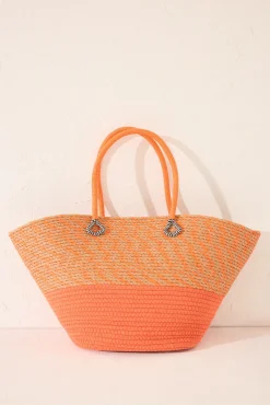 Bolso capazo rafia naranja