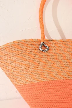 Bolso capazo rafia naranja