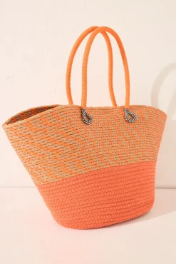 Bolso capazo rafia naranja