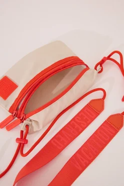 Bolso cartera nylon beige