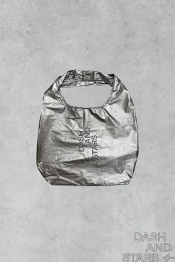 Bolso hobo gris metalizado logo