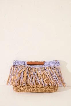 Bolso mediano rafia flecos