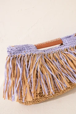 Bolso mediano rafia flecos