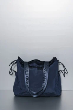 Bolso tote nylon azul satinado