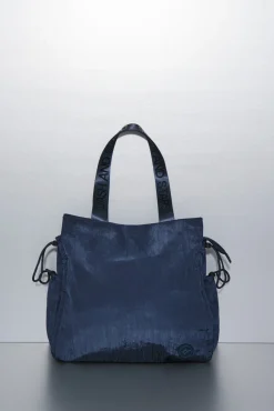 Bolso tote nylon azul satinado