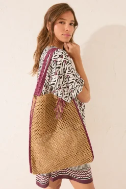 Bolso tote trenzado beige