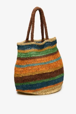 Bolso trenzado rafia rayas
