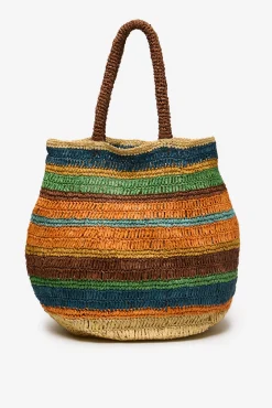 Bolso trenzado rafia rayas