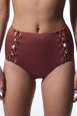 Braga alta de bikini marrón