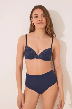 Braga alta microfibra azul oscuro