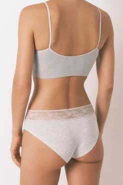 Braga ancha algodón estampada encaje gris medio