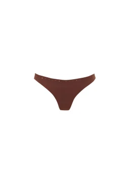 Braga bikini clásica marrón strass brillos