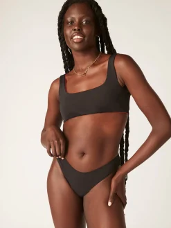 Braga bikini clásica menstrual nailon reciclado negra absorción ligera moderada
