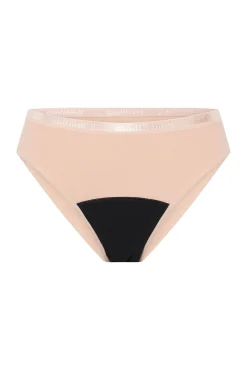 Braga bikini clásica menstrual nailon reciclado negra absorción ligera moderada